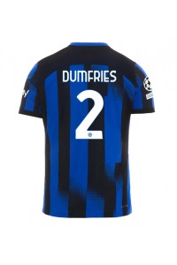 Inter Milan Denzel Dumfries #2 Jalkapallovaatteet Kotipaita 2023-24 Lyhythihainen